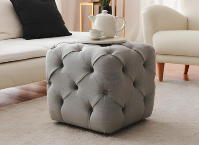Würfelhocker Sitzhocker Hocker Puff Fußhocker Ottomane Stoff Grau Sitz
