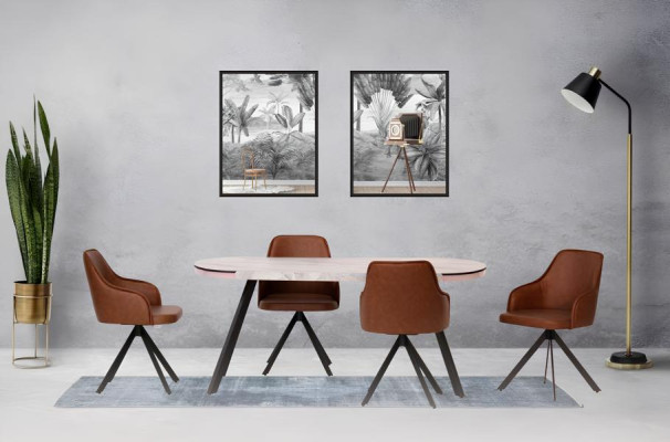 Essgruppe Essecke Esstisch Stühle Gruppe 5tlg Esszimmer Braun Tisch
