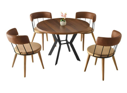 Esszimmermöbel Essgruppe Essecke Esstisch Stühle 5tlg Braun Tisch