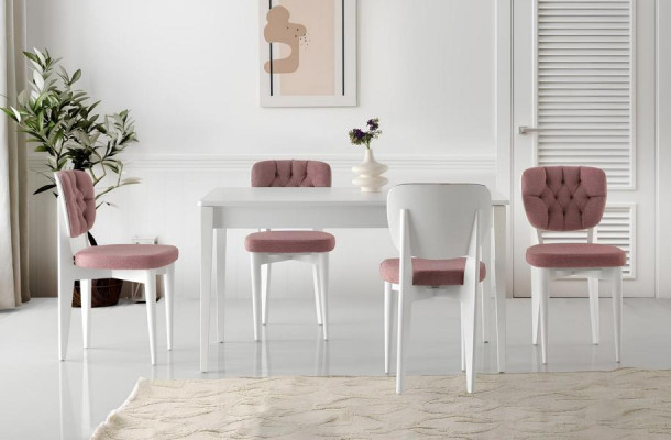 Esstisch Ausziehbar Essecke Essgruppe Stühle 5tlg Esszimmer Weiß Tisch