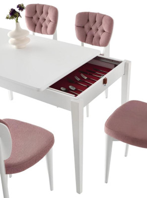 Esstisch Ausziehbar Essecke Essgruppe Stühle 5tlg Esszimmer Weiß Tisch