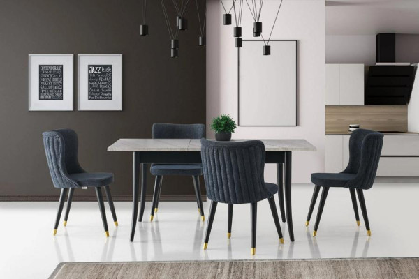 Essgruppe Essecke Ausziehbar Esstisch Stühle Luxus 7tlg Esszimmer Grau