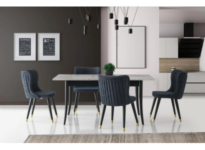 Essgruppe Essecke Ausziehbar Esstisch Stühle Luxus 7tlg Esszimmer Grau