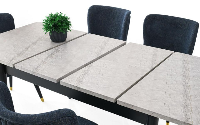 Essgruppe Essecke Ausziehbar Esstisch Stühle Luxus 7tlg Esszimmer Grau
