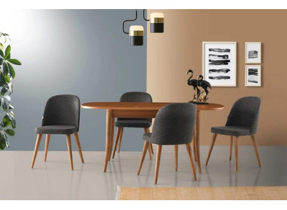 Esszimmermöbel Essgruppe Essecke Esstisch Stühle 5tlg Braun Tisch