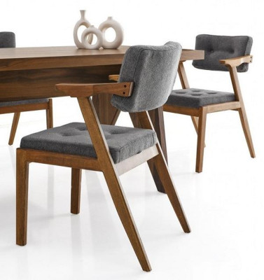 Essgruppe Essecke Holztisch Esstisch Stühle Set 5tlg Braun Esszimmer