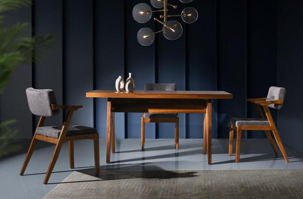 Essgruppe Essecke Holztisch Esstisch Stühle Set 5tlg Braun Esszimmer