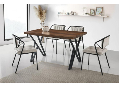 Esszimmer Essgruppe Essecke Holztisch Esstisch Stühle Set 7tlg Braun