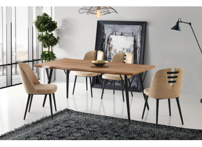 Essgruppe Essecke Holztisch Esstisch Stühle Set 7tlg Braun Esszimmer