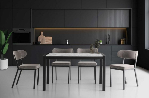 Essgruppe Essecke Holztisch Esstisch Stühle Set 7tlg Grau Esszimmer