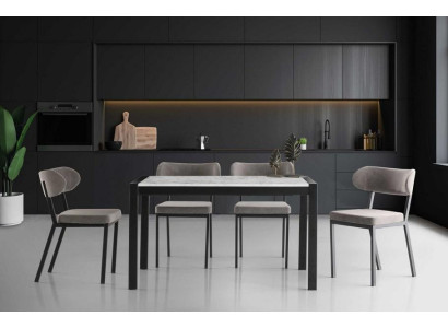 Essgruppe Essecke Holztisch Esstisch Stühle Set 7tlg Grau Esszimmer