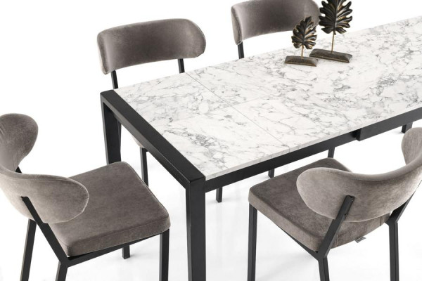 Essgruppe Essecke Holztisch Esstisch Stühle Set 7tlg Grau Esszimmer