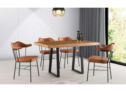 Esszimmermöbel Essgruppe Essecke Esstisch Stühle 7tlg Braun Tisch