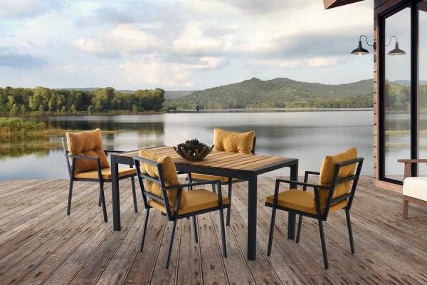 Esszimmer Essgruppe Essecke Holztisch Esstisch Stühle Set 7tlg Gelb
