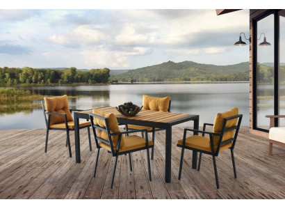 Esszimmer Essgruppe Essecke Holztisch Esstisch Stühle Set 7tlg Gelb