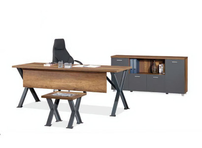 Arbeitszimmer Set Schreibtisch X-Tischbeine mit Couchtisch Sideboard	
