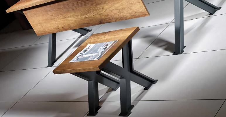 Arbeitszimmer Set Schreibtisch X-Tischbeine mit Couchtisch Sideboard	
