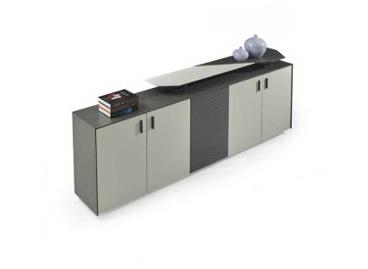 Sideboard Beistellschrank Schrank Kommode Beige Grau Holz Büromöbel