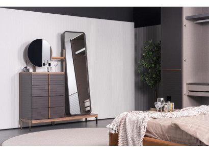 Kommode mit 2x Spiegele Schrank Spiegelkommode Edelstahl Schlafzimmer