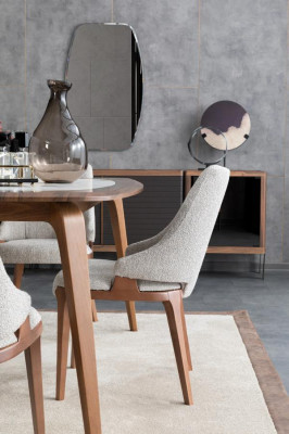 Esszimmergruppe Esstisch 4x Stühle Sideboard mit Spiegel Marmoroptik