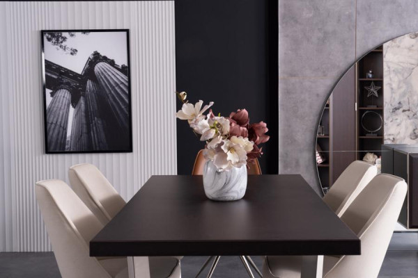 Esszimmer Set Esstisch Esszimmerstühle Stühle Tisch Leder Metall Küche