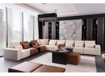 Ecksofa mit Soundsystem Couchtisch Couch L-Form Stoff Leder Wohnzimmer