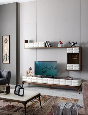 Wohnwand Couchtisch Sofa 3 Sitzer TV Ständer RTV Lowboard Wandschrank