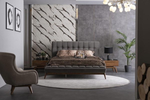 Schlafzimmer Komplett Bett 2x Nachttische Kommode Spiegel Doppelbett