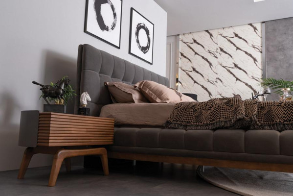 Schlafzimmer Komplett Bett 2x Nachttische Kommode Spiegel Doppelbett