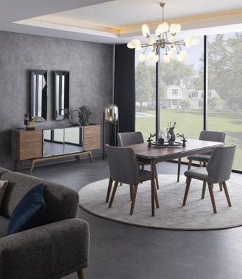 Esszimmergruppe Sitzgruppe Esszimmer Esstisch Stühle Sideboard Spiegele