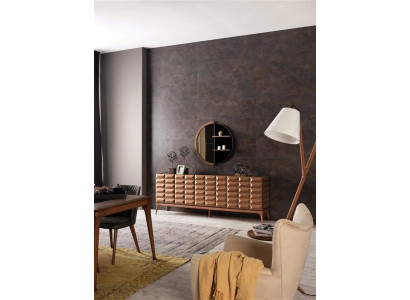 Sideboard Designer Spiegel Halbkreis mit Regalen Kommode Schrank Anrichte