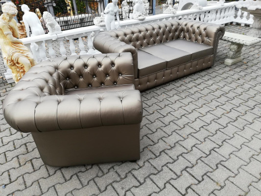 XXL Big Luxus Couch Goldene Chesterfield Sofagarnitur Sofa Couchen Sofas Polster