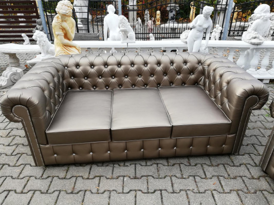 XXL Luxus Couch Goldene Chesterfield Sofagarnitur Sofa Couchen Sofas Polster 3+2