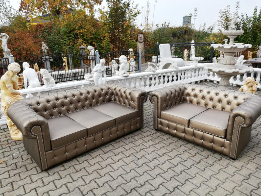 XXL Luxus Couch Goldene Chesterfield Sofagarnitur Sofa Couchen Sofas Polster 3+2