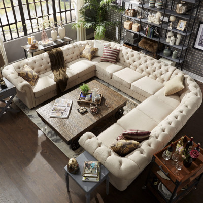 XXL Big Chesterfield Wohnlandschaft Couch Sofa Polster Eck Sitz Leder Garnitur