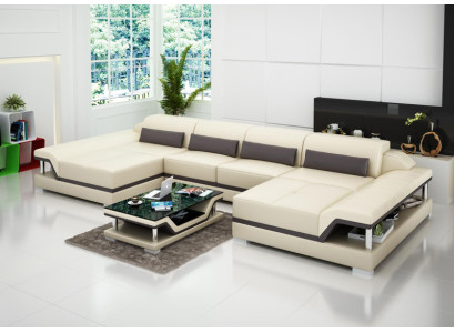Ledersofa Couch Wohnlandschaft Ecksofa Eck Garnitur Design Modern Sofa G8004E