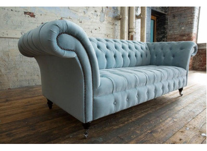 3 Sitzer Chesterfield Couch Sitz Textil Stoff Leder Couchen Sofas Sofa Polster