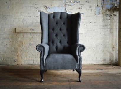 Design Ohrensessel Chesterfield Stoff Couch Sofa Polster Sofas Sessel Fernseh