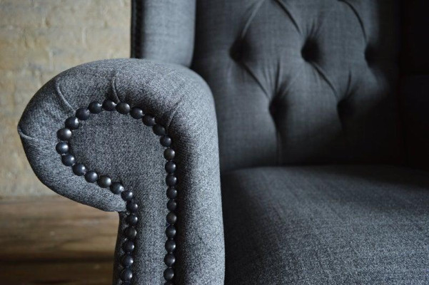 Design Ohrensessel Chesterfield Stoff Couch Sofa Polster Sofas Sessel Fernseh