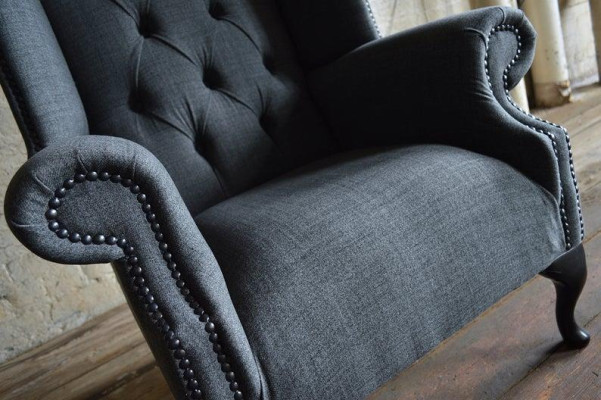 Design Ohrensessel Chesterfield Stoff Couch Sofa Polster Sofas Sessel Fernseh