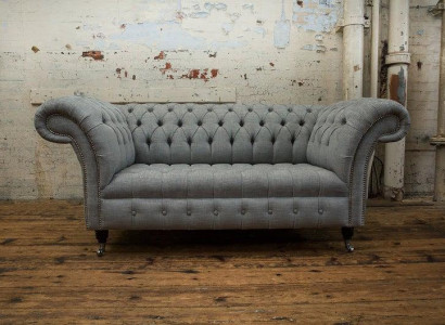 Design Sofa 2 Sitzer Sessel Chesterfield Luxus Klassische Textil Couchen Sofas