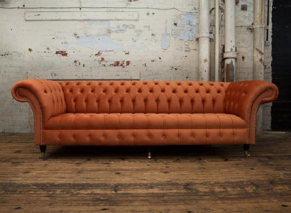 Design Sofa 4 Sitzer Polster Luxus Klassische Textil Chesterfield Sofas Couch