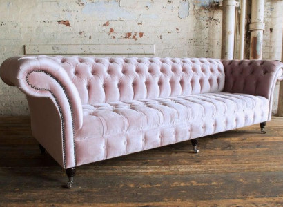 Design Sofa 4 Sitzer Couch Polster Luxus Klassische Textil Chesterfield Sofas