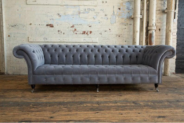 Design Sofa 4 Sitzer Couch Polster Luxus Klassische Textil Sofas Chesterfield