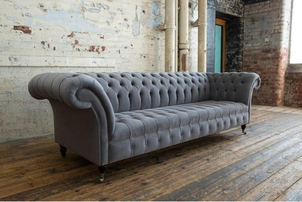 Design Sofa 4 Sitzer Couch Polster Luxus Klassische Textil Sofas Chesterfield