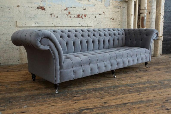 Design Sofa 4 Sitzer Couch Polster Luxus Klassische Textil Sofas Chesterfield