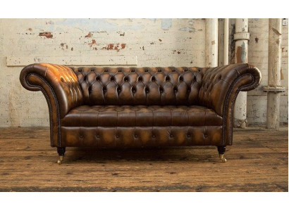 2 Sitzer Couch Chesterfield Leder Textil Polster Sofa Couchen Sofas Designer Neu