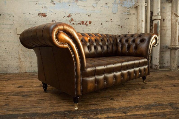 2 Sitzer Couch Chesterfield Leder Textil Polster Sofa Couchen Sofas Designer Neu