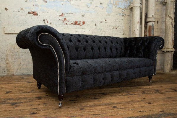 Design Luxus Stoffsofas Chesterfield Textil  Sofa 3 Sitzer Sofa Polster Sofas