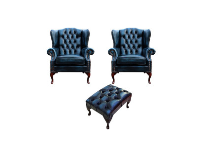 2x Ohrensessel Sofa Fernseh 1 Sitzer Couch Polster Set Garnitur Neu Chesterfield